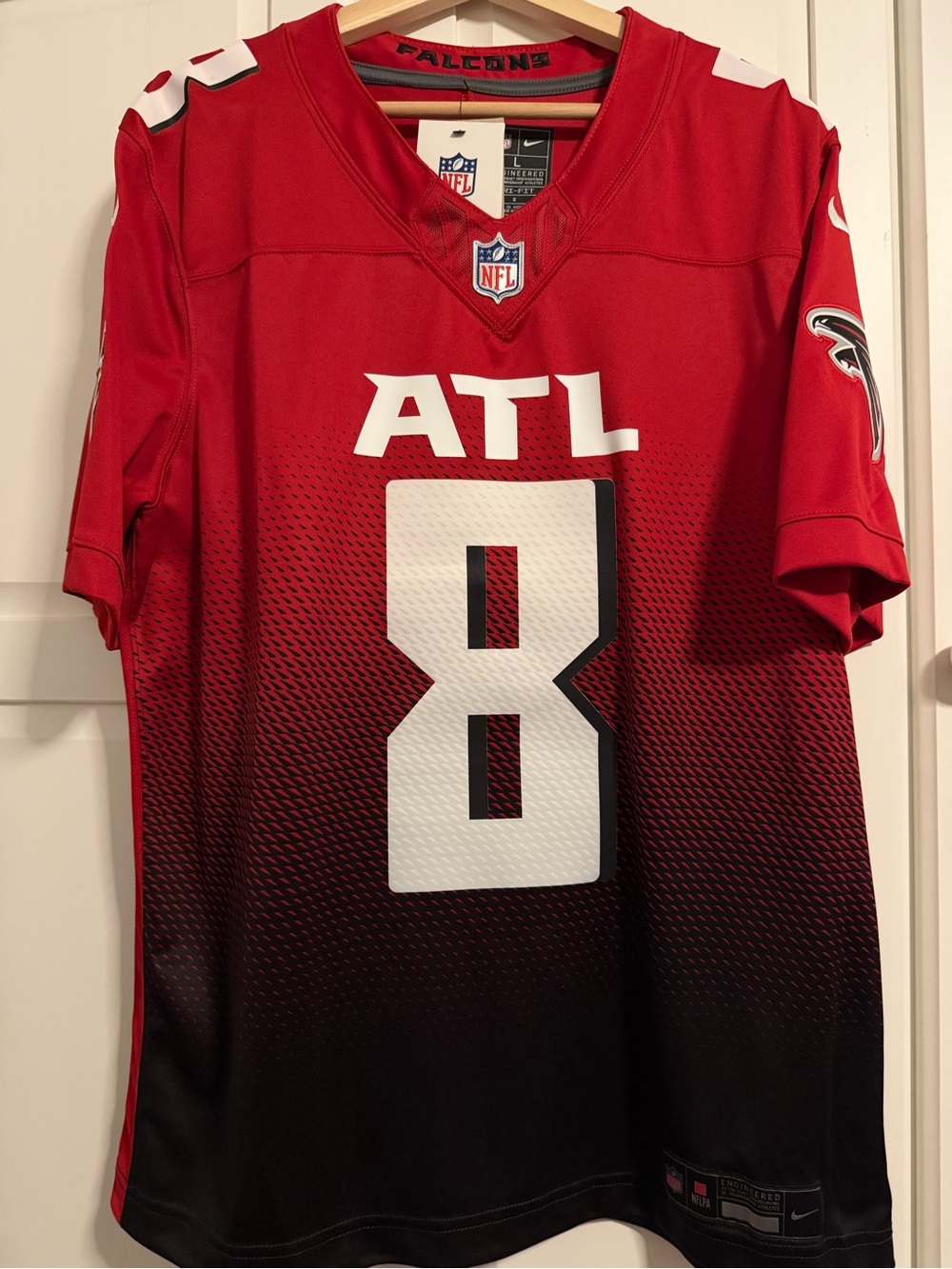 Nike Red and Black ATL #8 Men's Football Jersey